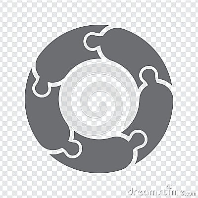 Simple icon puzzles in gray. Simple icon circle puzzle of the five elements and center on transparent background for your web site Vector Illustration
